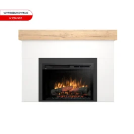 Kominek elektryczny Warmtec Aven wkład Dimplex 26″ XHD Optiflame – biały mat, jasny dąb