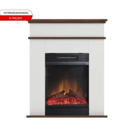 Kominek elektryczny Warmtec Fori z efektem Optiflame – biały mat, ciemny dąb
