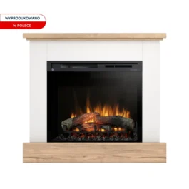 Kominek elektryczny Warmtec Jukon wkład Dimplex 28″ XHD Optiflame – biały mat, jasny dąb