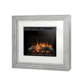 Kominek elektryczny Warmtec Katra wkład Dimplex 28″ XHD OptiFlame LED – beton, biały śmietankowy połysk