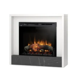 Kominek elektryczny Warmtec Klar wkład Dimplex 28″ XHD Optiflame – biały mat, marmur czarny
