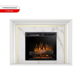Kominek elektryczny Warmtec Lanini wkład Dimplex 23″ XHD Optiflame – biały mat, marmur Crystal
