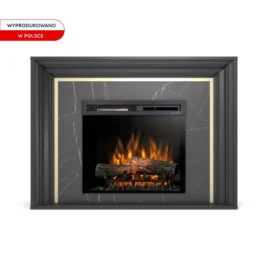 Kominek elektryczny Warmtec Lanini wkład Dimplex 23″ XHD Optiflame – czarny mat, marmur czarny