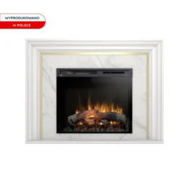 Kominek elektryczny Warmtec Lanini wkład Dimplex 28″ XHD Optiflame – biały mat, marmur Crystal