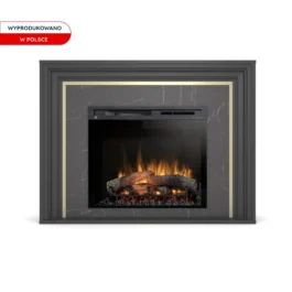 Kominek elektryczny Warmtec Lanini wkład Dimplex 28″ XHD Optiflame – czarny mat, marmur czarny
