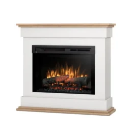 Kominek elektryczny Warmtec Lenox wkład Dimplex 26″ XHD Optiflame – biały mat, jasny dąb