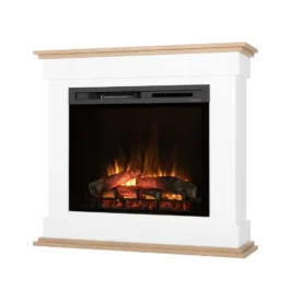 Kominek elektryczny Warmtec Lenox wkład Dimplex 28″ XHD Optiflame – biały mat, jasny dąb
