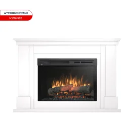 Kominek elektryczny Warmtec Luena wkład Dimplex 26″ XHD Optiflame – biały połysk, lakierowany