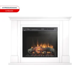 Kominek elektryczny Warmtec Luena wkład Dimplex 28 XHD Optiflame – biały połysk, lakierowany