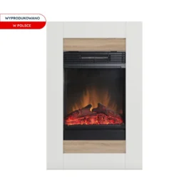 Kominek elektryczny Warmtec Sono z efektem Optiflame – biały mat, jasny dąb
