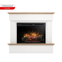 Kominek elektryczny Warmtec Tormes wkład Dimplex 26″ XHD Optiflame – biały mat, jasny dąb