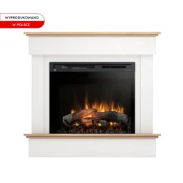 Kominek elektryczny Warmtec Tormes wkład Dimplex 28″ XHD Optiflame – biały mat, jasny dąb