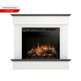 Kominek elektryczny Warmtec Tormes wkład Dimplex 28″ XHD Optiflame – biały mat, marmur czarny