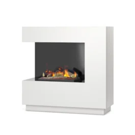 Kominek elektryczny Warmtec Zen kaseta 400/600 LED + Polana 400L LOGBED z efektem Opti-Myst – biały mat, lewostronny