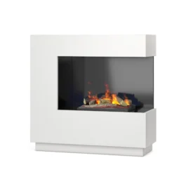 Kominek elektryczny Warmtec Zen kaseta 400/600 LED + Polana 400L LOGBED z efektem Opti-Myst – biały mat, prawostronny