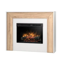 Kominek elektryczny Warmtec Zuni wkład Dimplex 26″ XHD Optiflame – biały mat, jasny dąb