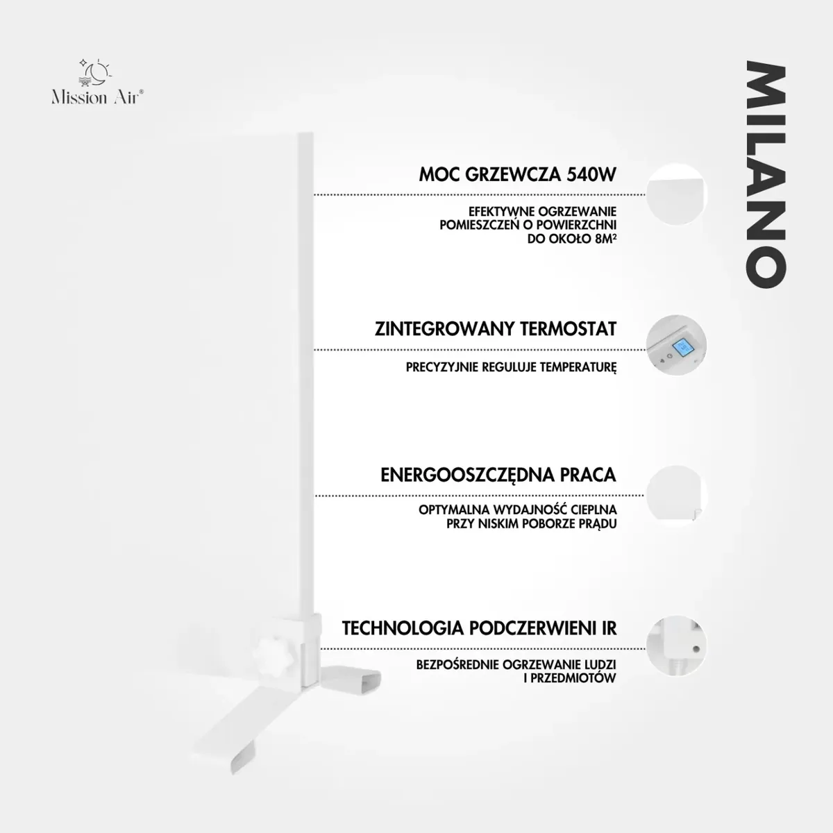 Grzejnik na podczerwień Mission Air MILANO 540 W – WiFi, IR, Biały 8 - CzystyTlen.pl Grzejnik na podczerwień Mission Air MILANO 540 W – WiFi, IR, Biały - obrazek 6
